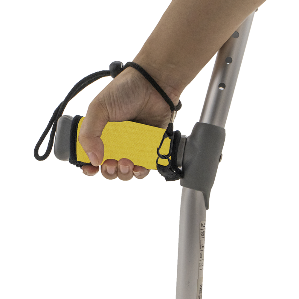 Soft Neoprene Crutch Grip Handle Covers With Wrist Strap Yellow